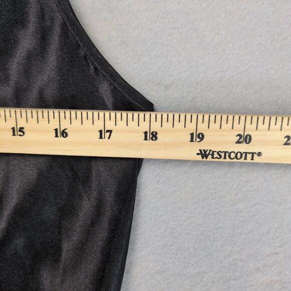 Vtg Y2K Bebe Black Satin Slip Maxi Dress Sz L Spaghetti Straps Babydoll Evening - Picture 4 of 10